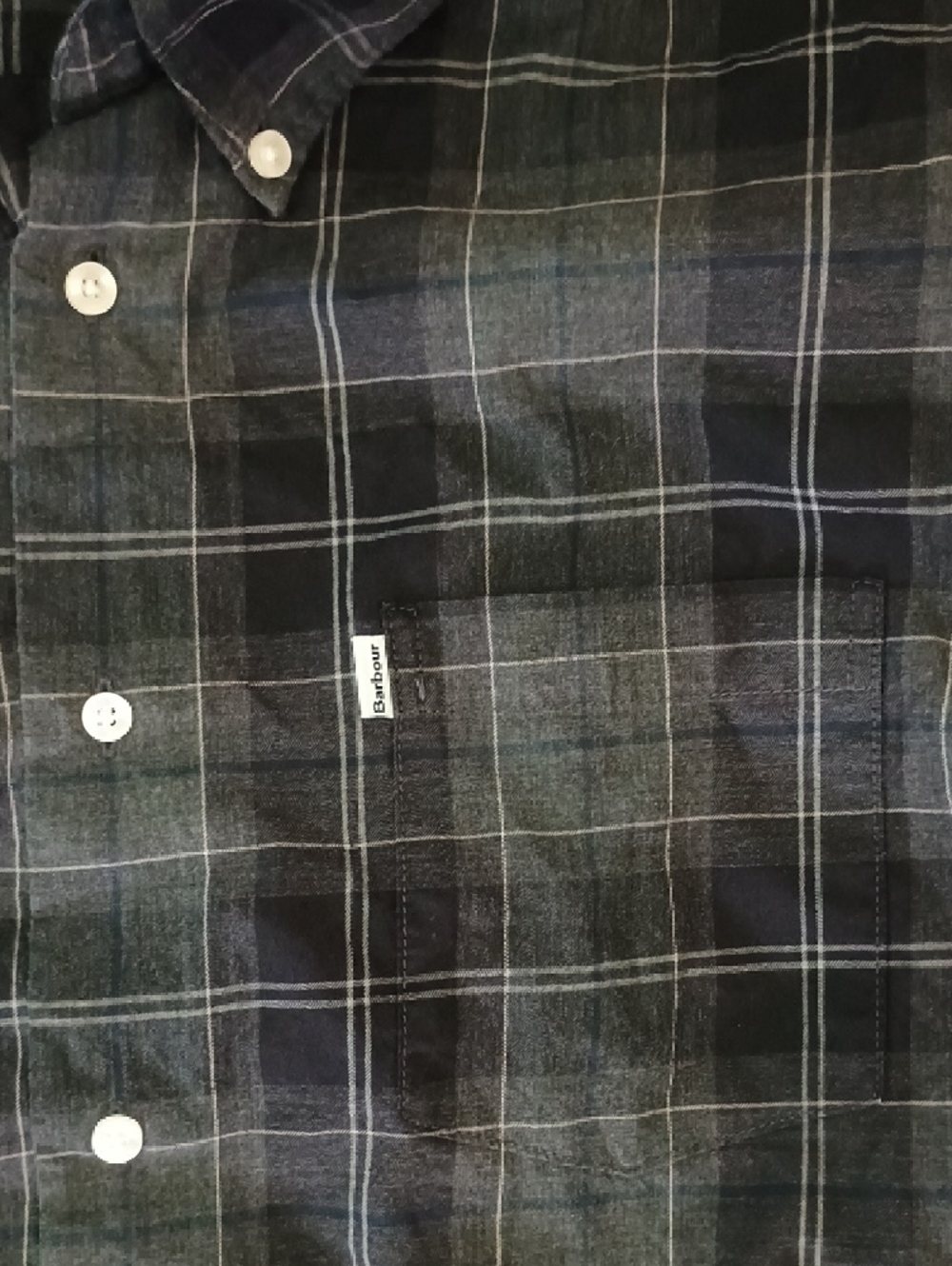 Barbour Men's Navy and Gray Plaid Button-Down Shirt - Picture 3 of 8